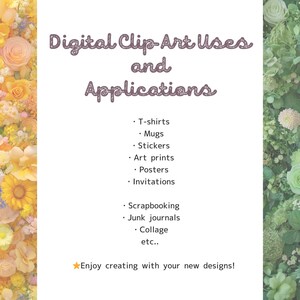 Digital Clip Art Uses and Applications
・T-shirts
・Mugs
・Stickers
・Art prints
・Posters
・Invitations

・Scrapbooking
・Junk journals
・Collage
etc..

　⭐️Enjoy creating with your new designs!