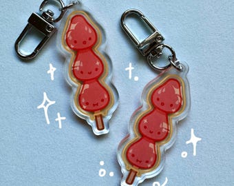 Red Tanghulu Acrylic Keychain | Double Sided Strawberry Charm
