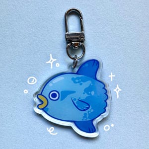 Blue Sunfish Acrylic Keychain | Double Sided Cute Mola Mola Sea Creature