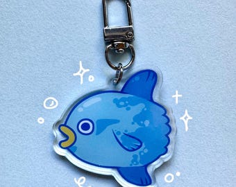 Blue Sunfish Acrylic Keychain | Double Sided Mola Mola Charm