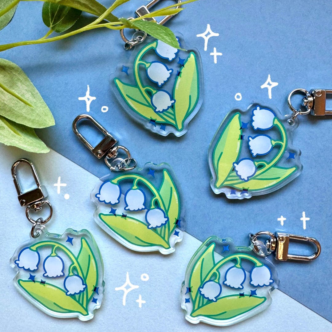 Lily of the Valley Acrylic Keychain | Double Sided Cute Flower Plant - Etsy