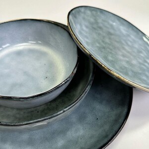 Gray Marble-effect Ceramic Dinnerware Set (4-piece) – Dinner & Dessert ...