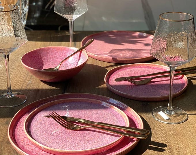 Pink Restaurant Tableware | Handmade Ceramic Plates for Café & Catering | Bulk Wholesale Dinnerware | Keramik Geschirr | Pink Plates