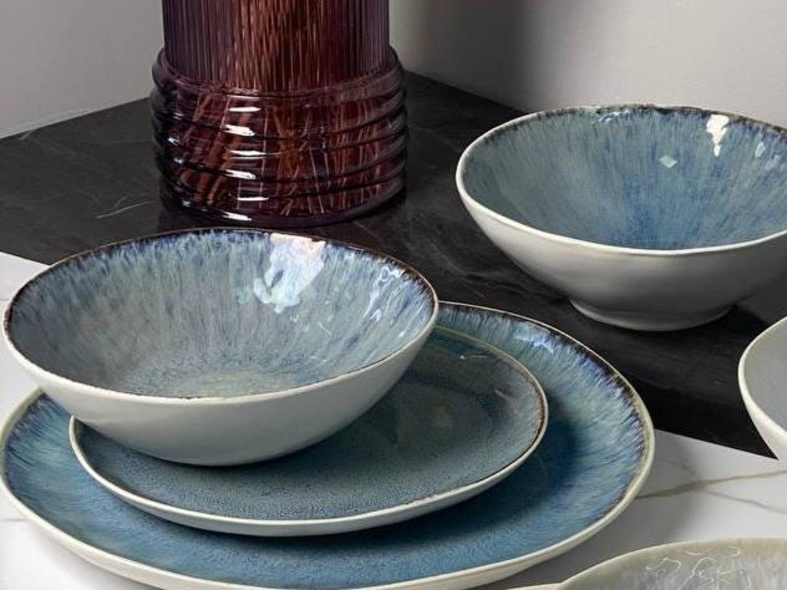 Handmade Ceramic Dinnerware Set | 4-piece Stoneware Plates & Bowls ...
