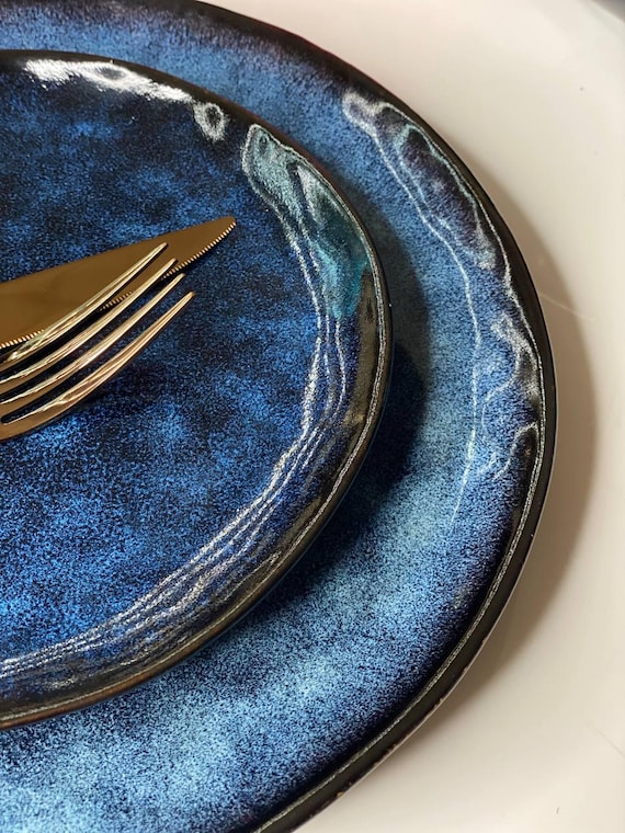 Vancasso Bonita Blue Salad Plate Set Of 6, 7.5 Inch Ceramic Dinner Plate, Dishwasher And Microwave Safe - View #12