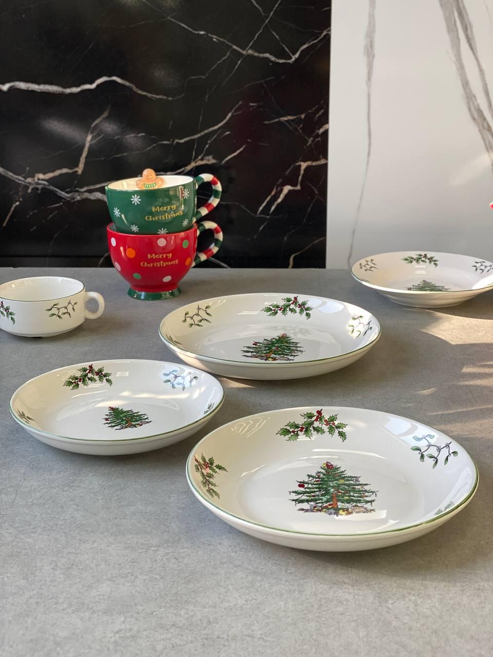Weihnachtsgeschirr-Sets, Weihnachtsteller, Keramik-Geschirr-Set, Weihnachtsfrühstücksteller, Weihnachtsteller-Set, Serviergeschirr