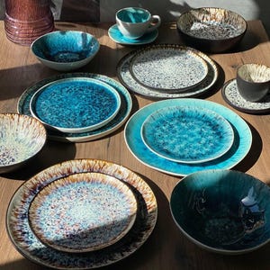 Handmade dinnerware, Dinner set, Dinner tableware, Ceramic plate set, Ceramic dish, Set of 4 10 30 items, Wholesale Dishes, Dinnerware, Sale