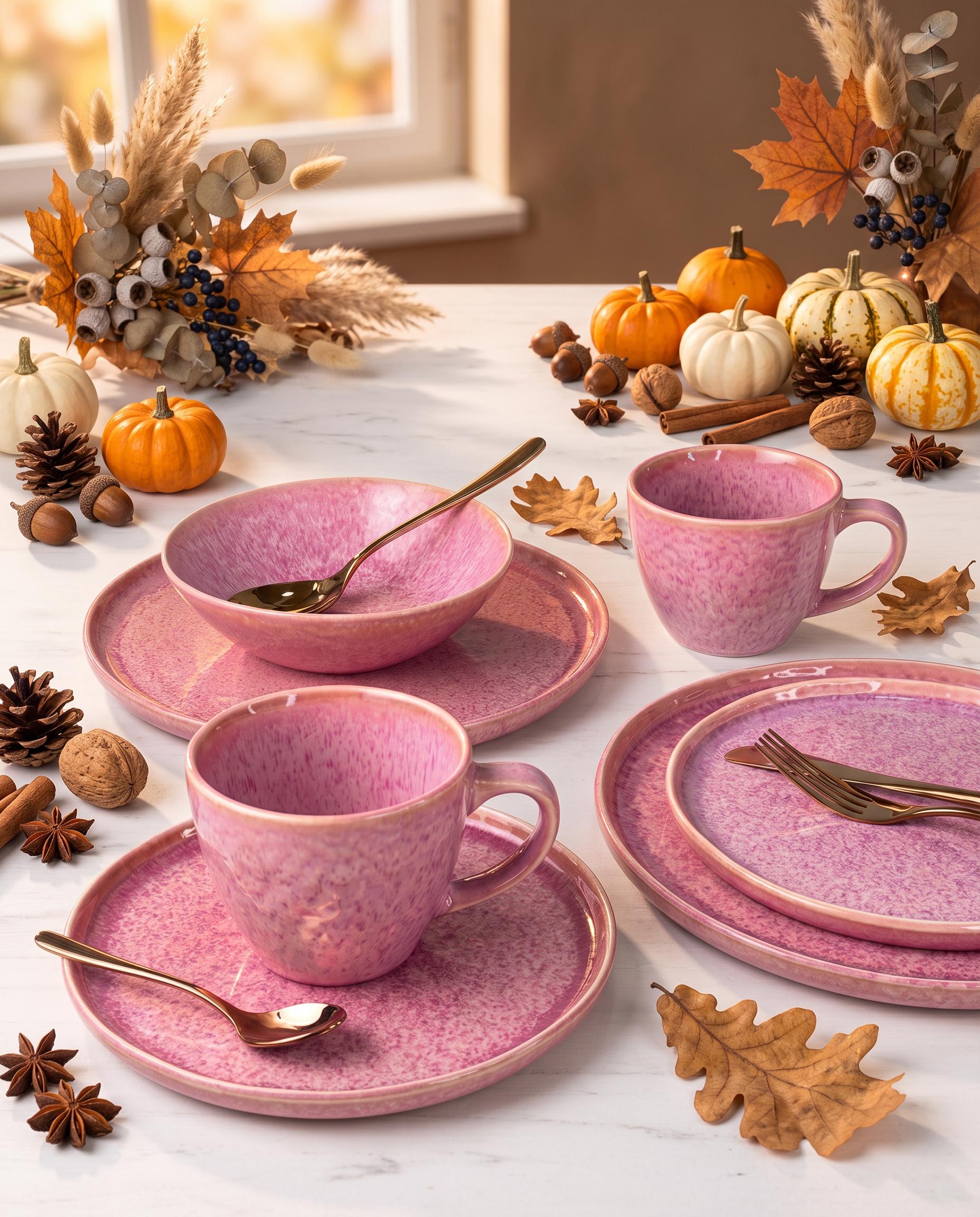 Pink dinnerware set