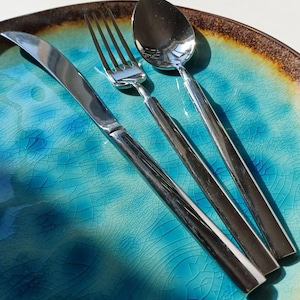 Minimalist Stainless Steel Cutlery Set: Table Knife, Spoon, Fork