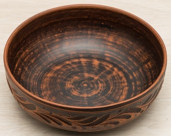 Hakan Handmade Terracotta Bowl Set Of 4 - 6.25" Clay Pottery Bowls, Glazed Inside For Cooking & Serving