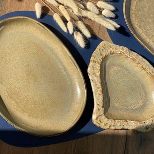 Handmade Ceramic Serving Plate Set: Rustic Stoneware Pottery Dishes