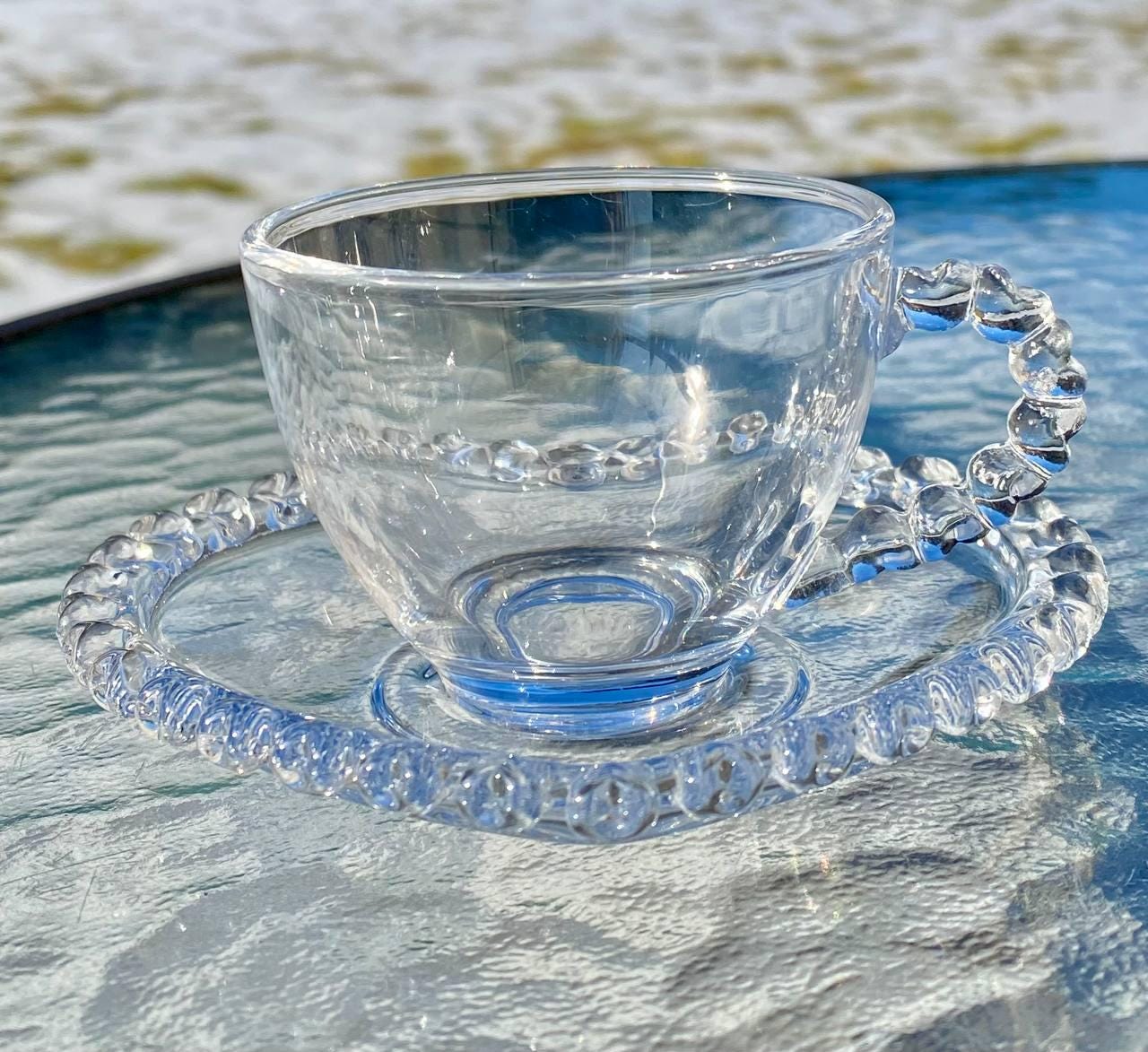 Beaded-edge Clear Glass Dinnerware Collection — Flat Plates (3 Sizes ...