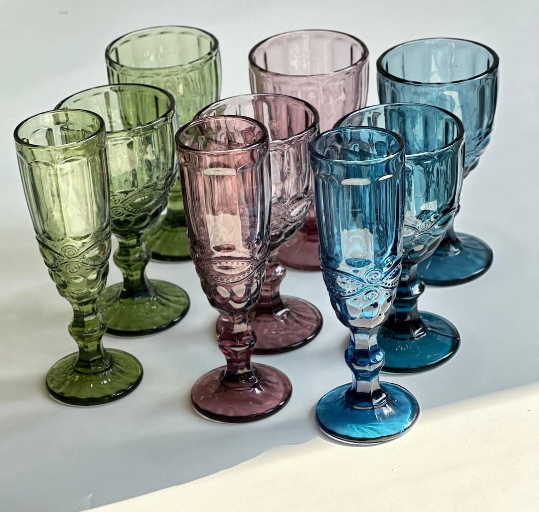 Colorful Champagne Glasses | Handmade Vintage Wine & Champagne Set ...