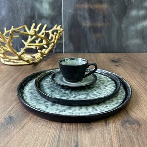 Vajilla de cerámica / Vajilla artesanal con degradado / Platos y tazas de espresso de gres / Vajilla única / Precio al por mayor / Vajilla