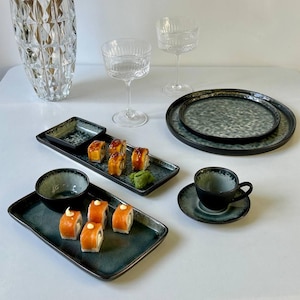 Ceramic Dinnerware Set | Dinner Set | Elegant Tableware for Sushi, Dinner & Tea | Set for 4–20 Guests | Mother&#39;s Day or Housewarming Gift