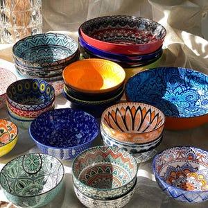 Serving Bowls  Set | Ceramic Dinnerware Set | Bulk Order |  Mix Pattern Tableware | Glazed Salad, Plates | Dinnerware Set | Dinner Set