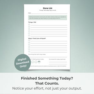 Werkblad klaar-lijst, ADHD Daily Wins afdrukbaar, neurodivergente zelfzorgtracker