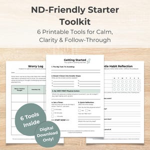 Zestaw arkuszy ćwiczeń do druku dla dorosłych z ADHD – funkcje wykonawcze, dbanie o siebie, lęk i intuicyjne odżywianie