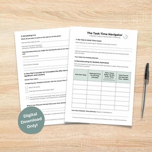 ADHD Time Management Worksheet: Task Duration Estimator For Time Blindness (Digital Download)