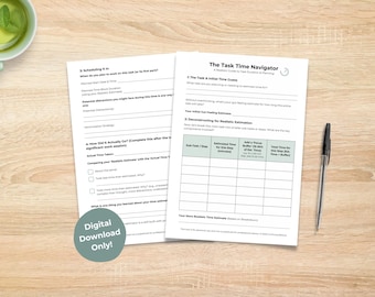 ADHD Time Management Worksheet: Task Duration Estimator For Time Blindness (Digital Download)