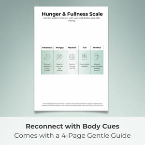 Escala de hambre y saciedad imprimible + Guía de señales corporales suaves / PDF de alimentación intuitiva para TDAH, autismo, recuperación y nutrición consciente