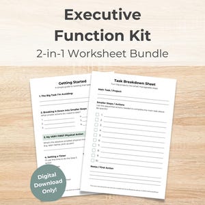 Executive Function Kit, ADHD Task Initiation Worksheets, Printable Bundle