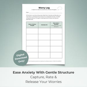 Brain Dump Worksheet | Anxiety Relief & Overthinking Log | CBT Thought Spiral Tracker