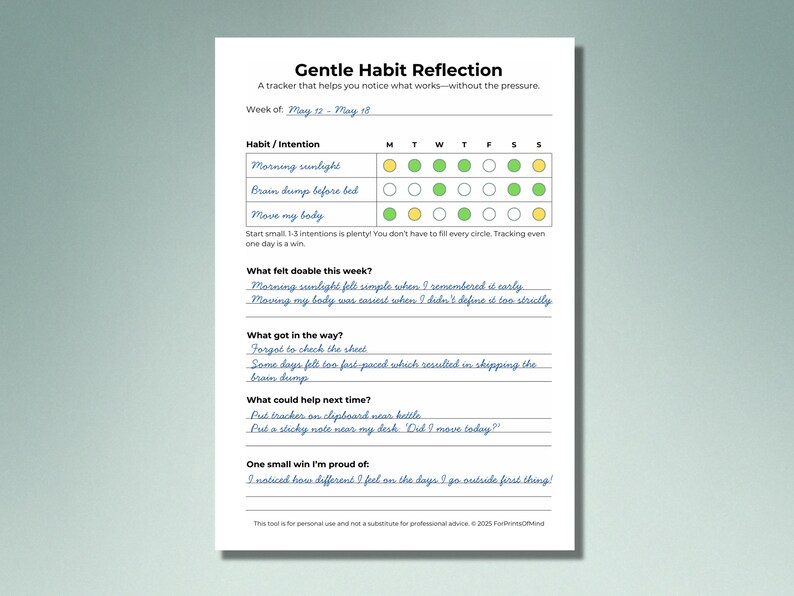 ADHD Habit Tracker Printable | Weekly Reflection Journal PDF ...