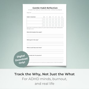 ADHD Routine Tracker PDF | Anti-Perfectionist Habit Log for Neurodivergent Adults | Executive Function Support