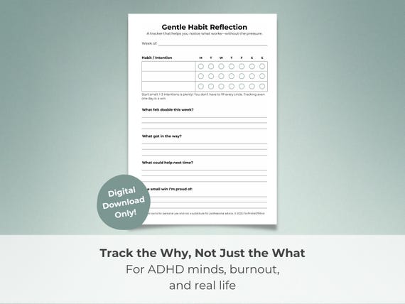 ADHD Routine Tracker PDF | Anti-Perfectionist Habit Log for Neurodivergent Adults | Executive Function Support