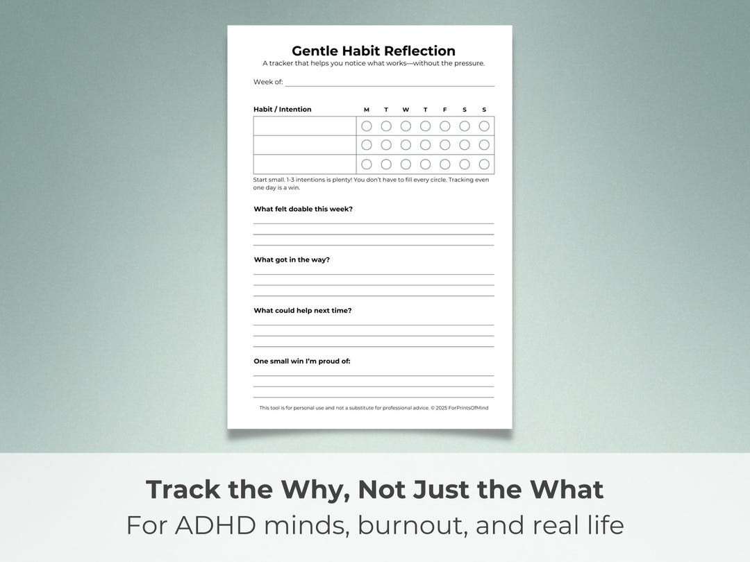 ADHD Habit Tracker PDF | Weekly Reflection Page for Focus & Self Care ...