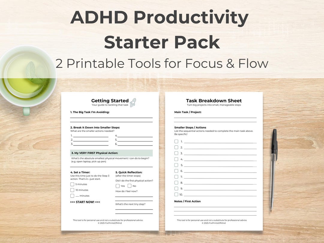 ADHD Productivity Starter Pack | Task Planning Worksheets (PDF) - Etsy