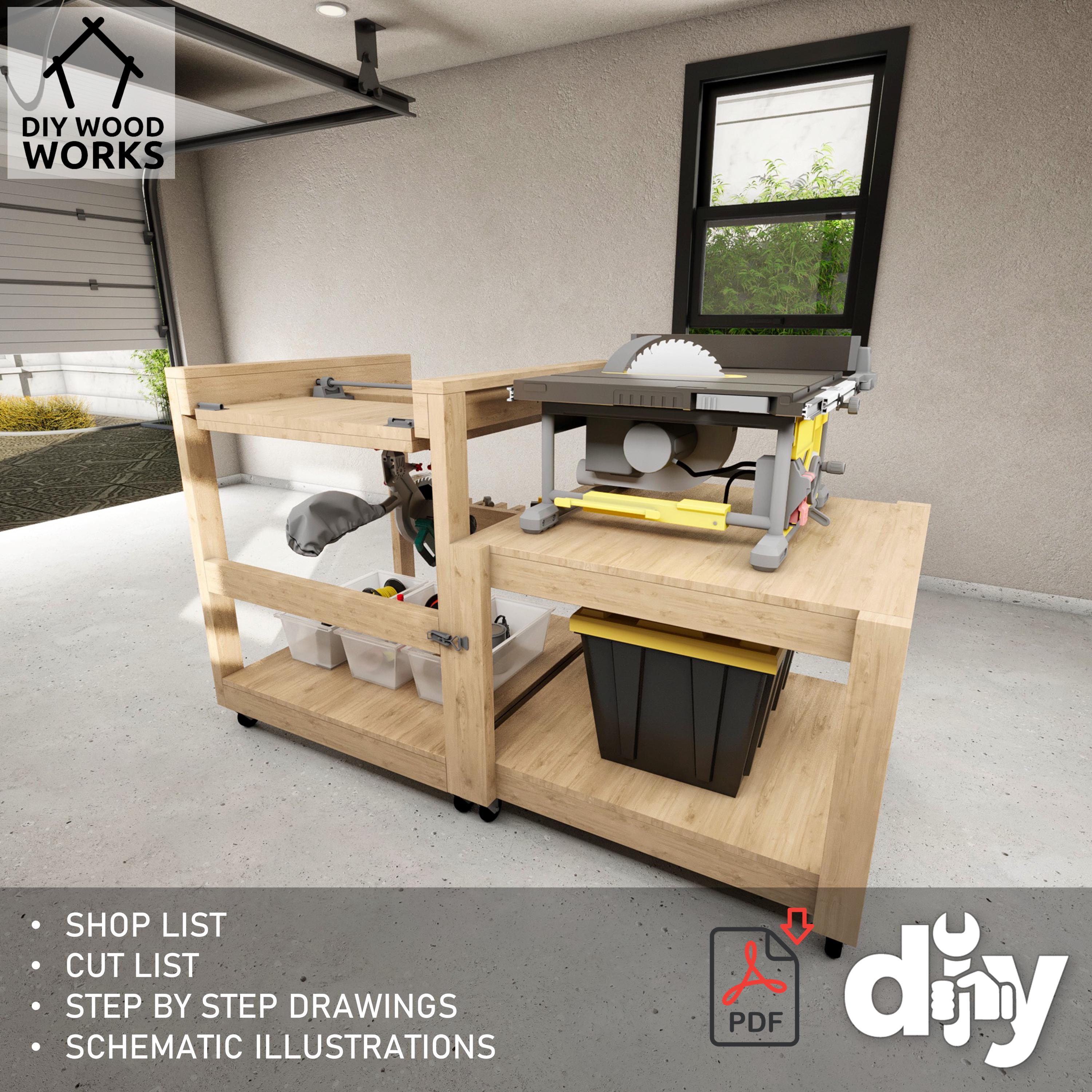 Flip Top Workbench Plans: Space-saving Miter Saw & Table Saw (DIY ...