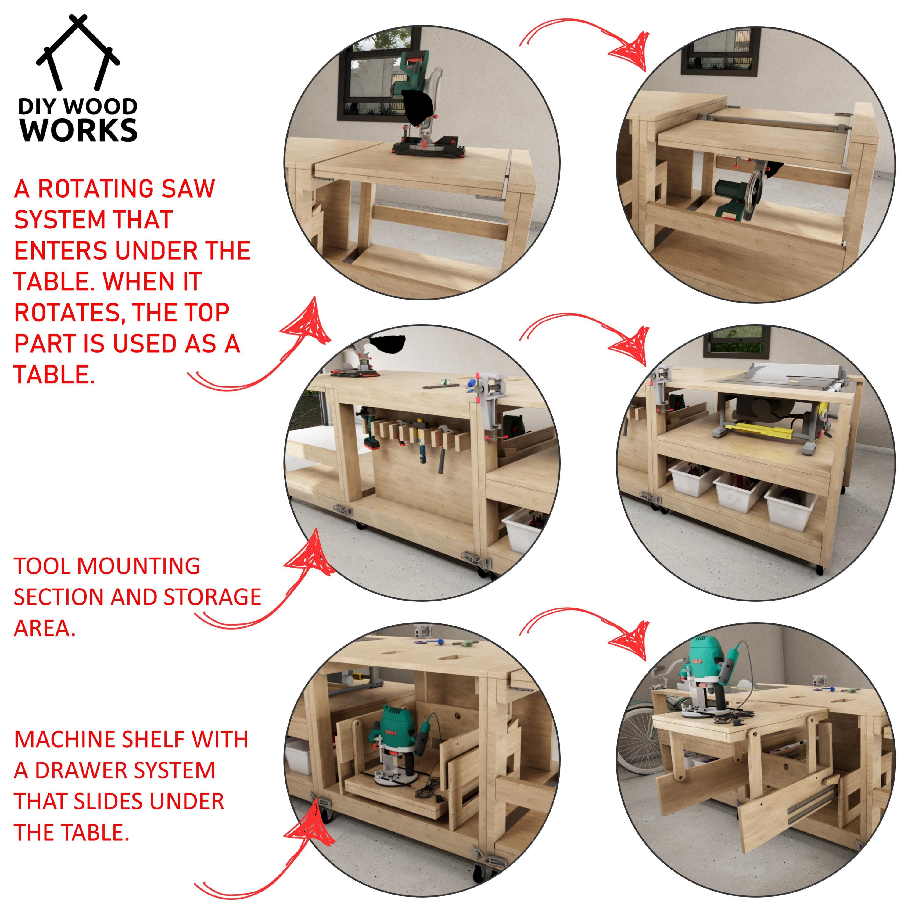 Flip Top Workbench Plans: Mobile Miter Saw & Table Saw Station ...
