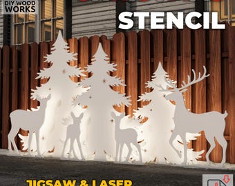 DIY Nativity Scene Outdoor Display – Christmas Silhouette, Reindeer & Tree Cutout (PDF Pattern)
