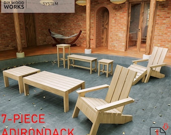 Adirondack Patio Furniture Plan Set: DIY Bench, Chair & Table (PDF)