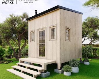 Rustic Tiny House Plan: 165 sq ft Cabin, DIY Blueprint (Digital Download)