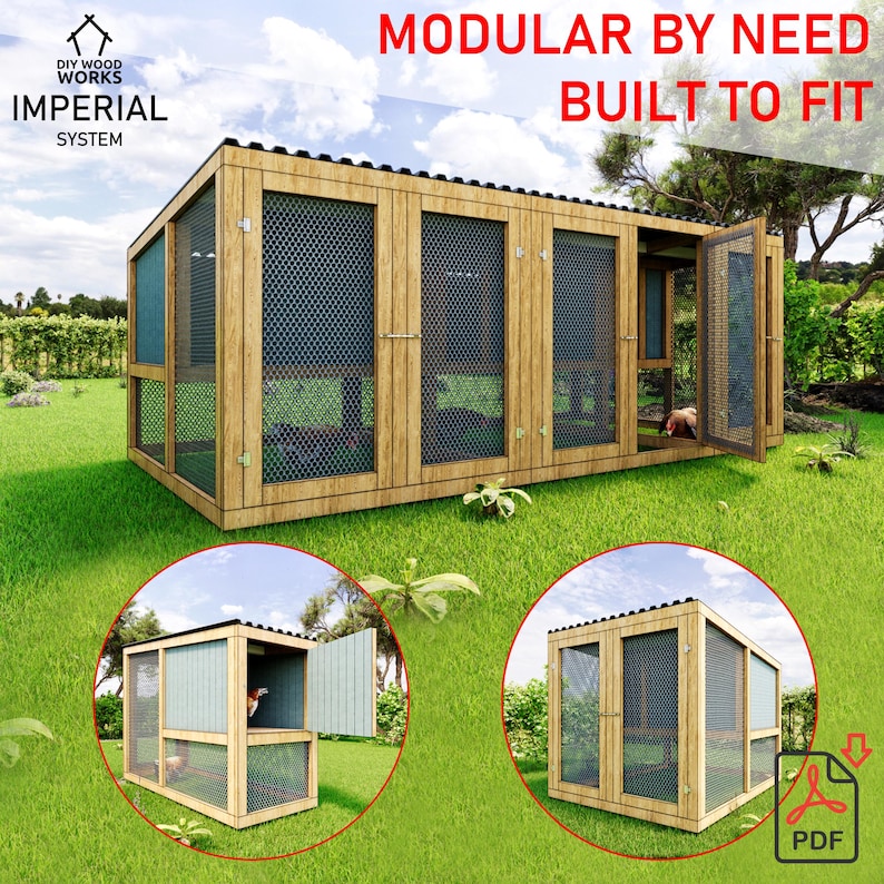 Modula Chicken Module Modular Chicken Coop Plans: DIY Walk-in Design (PDF Download) - Etsy