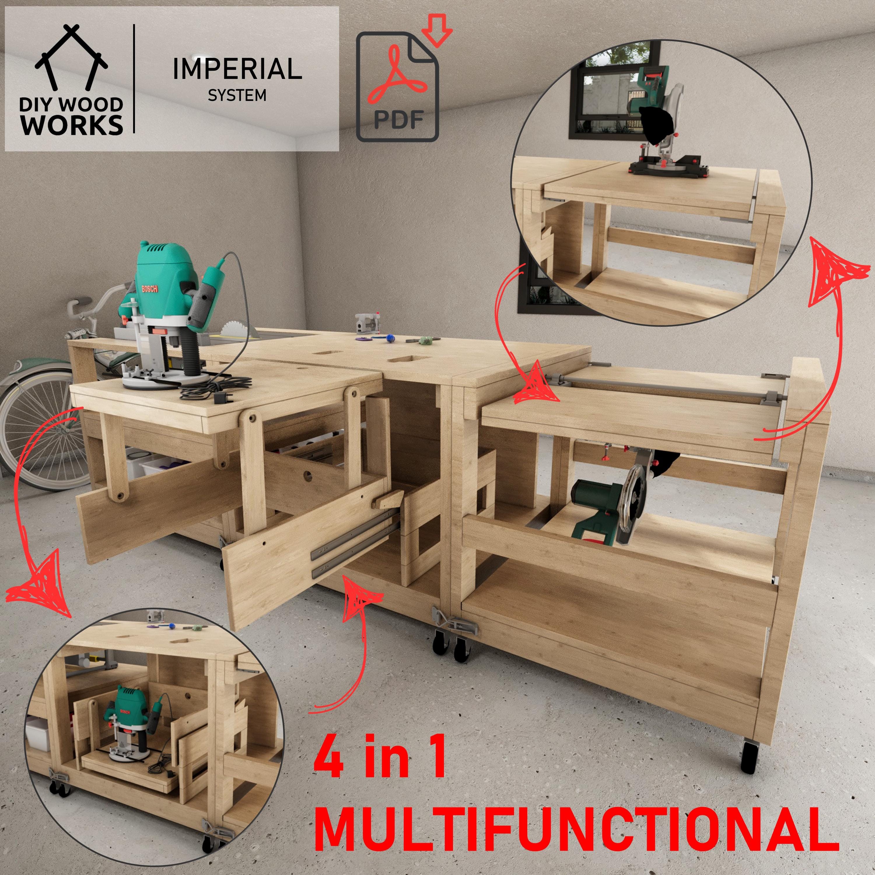 Flip Top Workbench Plans: Mobile Miter Saw & Table Saw Station ...