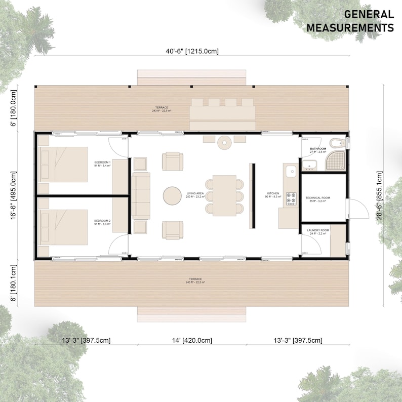 Plano de cabaña moderna de 2 habitaciones (descarga digital) - Etsy México