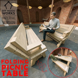 Transform Your Outdoor Space with DIY Folding Picnic Table | Build-It-Yourself Picnic Table Plan & Bench Combo with Garden Table Plans