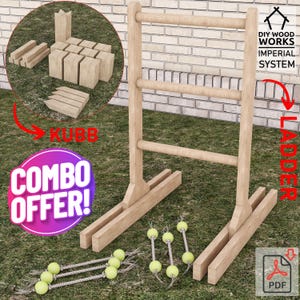 Back yard games combo - Ladder toss game & Kubb yard game DIY plans! Build your own family backyard game set with diywoodwork PDF