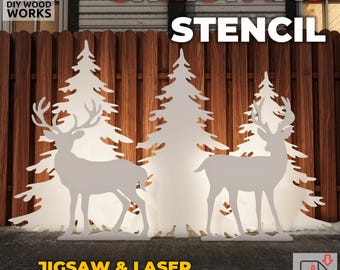 DIY Nativity & Reindeer Outdoor Silhouette – Christmas Stencil (PDF Pattern)