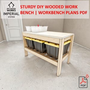SIMPLE DIY wooded work bench | workbench plans pdf | Compact work bench plans for Home, Garage, and Workshop