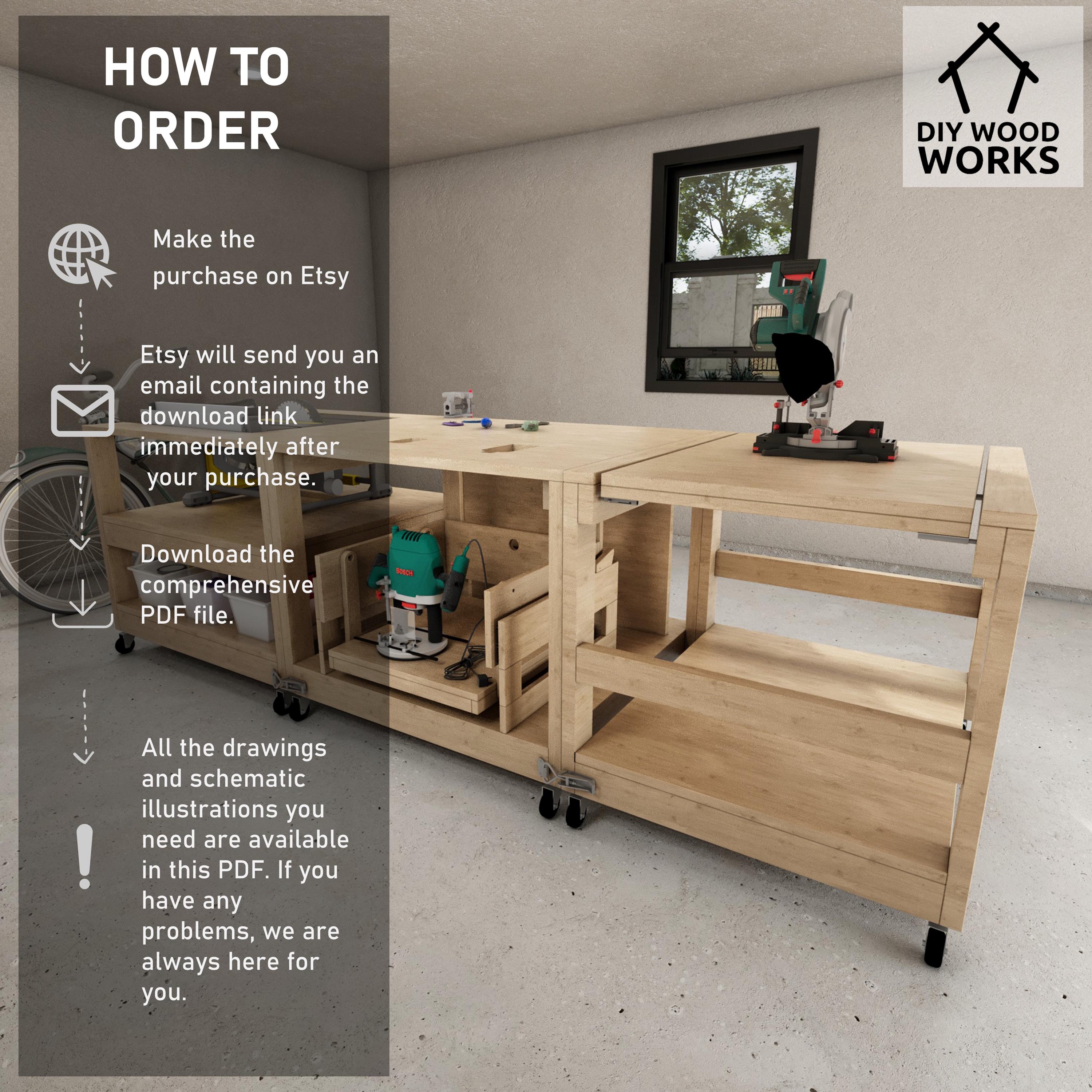 Flip Top Workbench Plans: Mobile Miter Saw & Table Saw Station ...