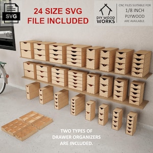 Laser Cut Modular Organizer with Drawers (Set of 24) | Perfect for Craft Storage | Compatible with IKEA KALLAX Regal