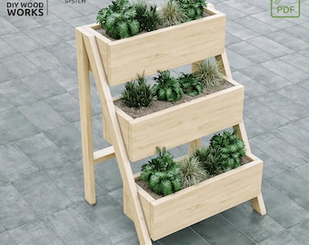 Tiered Raised Planter Box Plans: Backyard Garden Bed (PDF)