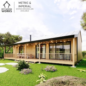 Moderne Tiny House-hut met 2 slaapkamers DIY-plan - bouw je afgelegen droomhut met deze gedetailleerde blauwdruk van de behuizing en loft-plan Tiny House