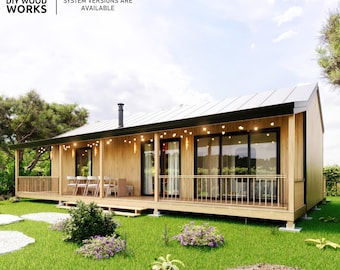 2 Bedroom Modern Tiny House Cabin DIY Plan (Digital Download)