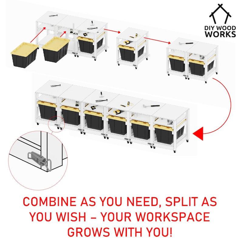 Modular Wood Workbench Plans: Customizable Garage Storage (digital ...